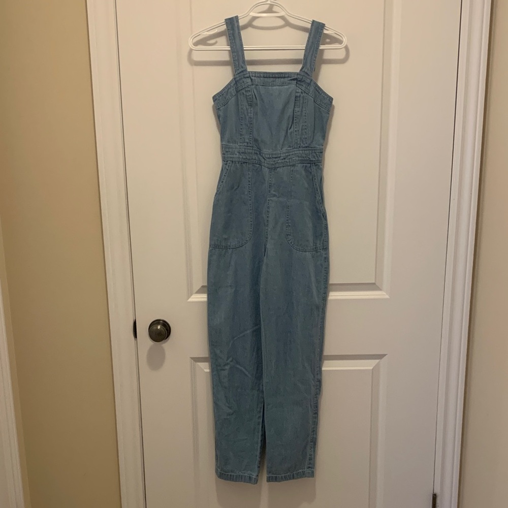 Japna Women's XS Denim Jumpsuit 100% cotton light jean jumper one piece romper